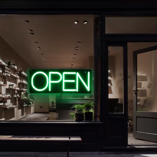 Image of 22 Inch Ultra Bright LED Neon Open Sign, Green, Modern, Attention-Grabbing, Business Signage