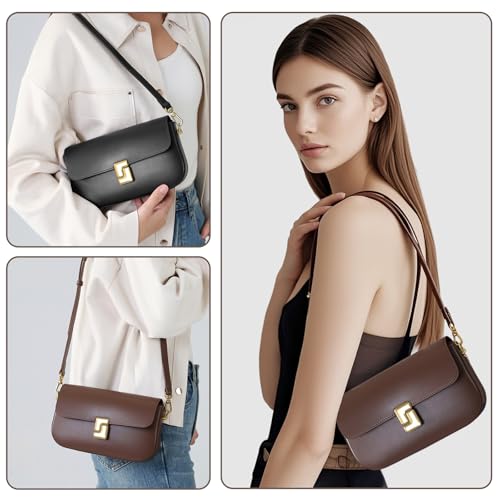 Women’s Small Crossbody Bag, Leather Sling Backpack with Removable Shoulder Strap & Top Handle (Almond)2