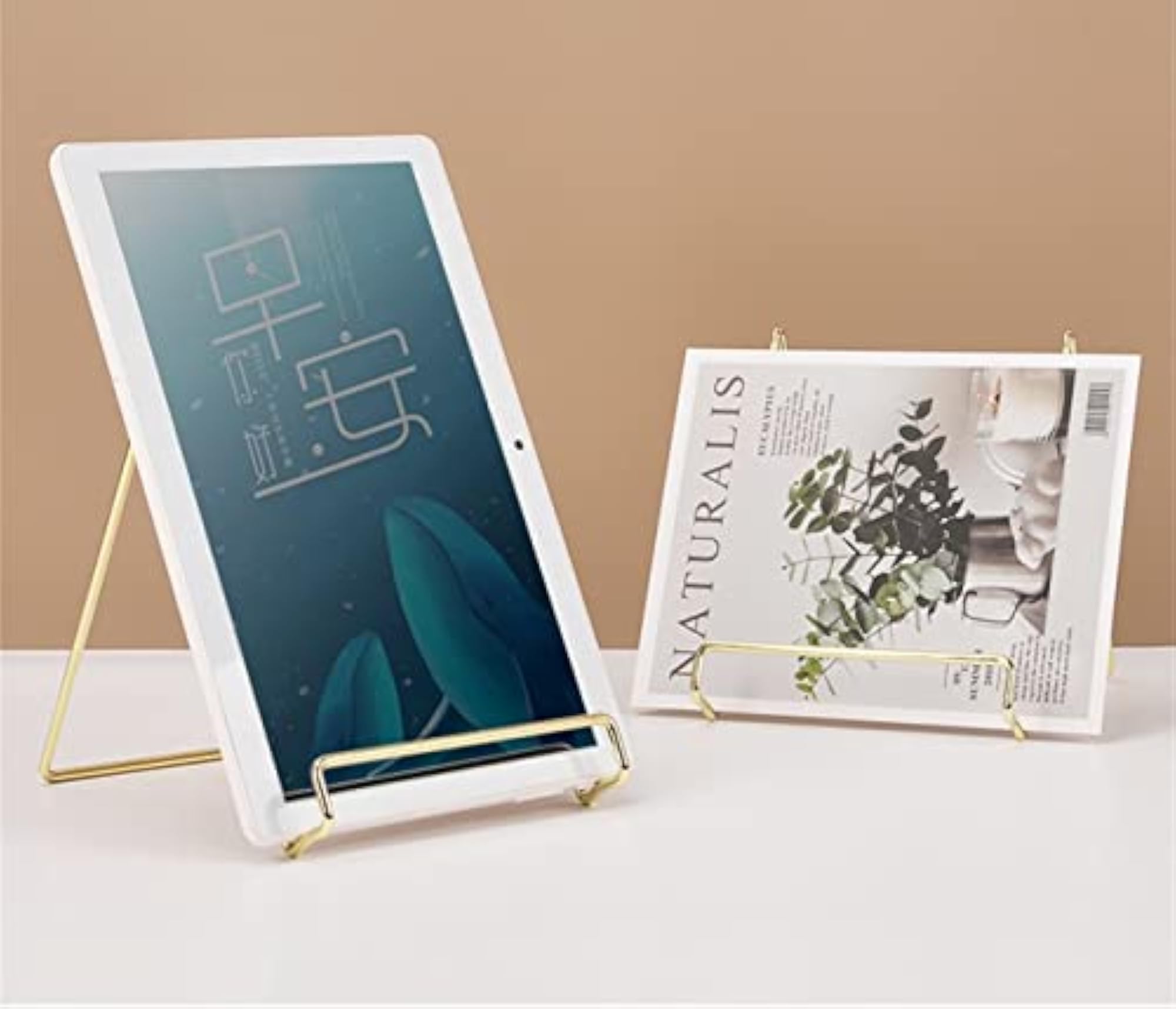 Gold Metal Tablet Stand Holder for Desk, Multipurpose Display Stand