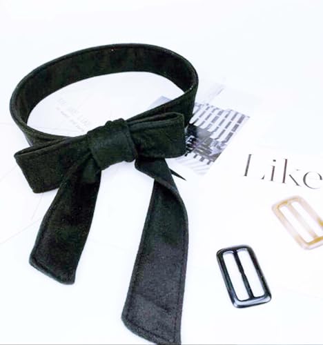 Fendawn Strive Double-Sided Coat Decorative Wide Clothes Belt Bow Tie Gray, Medium4