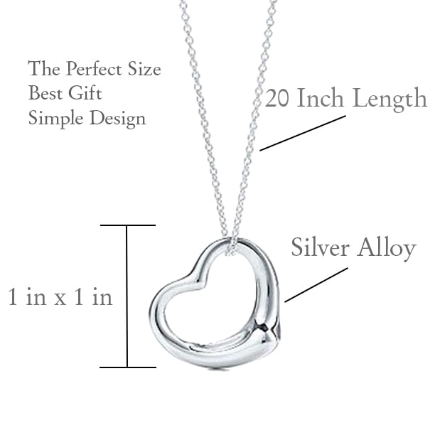 Silver Heart Necklace Heart Pendant Necklace Open Heart Necklace Heart Necklaces for Women2