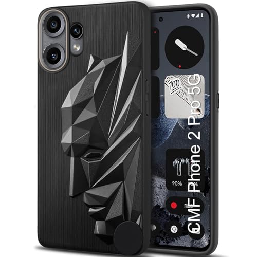 Image of TOUCCH 3D Face Case Back Cover for CMF 2 PRO|Shock Proof Design with Camera Protection Ring|Liquid Case (Microfibre Lining) for CMF 2 PRO|Silicone-Black