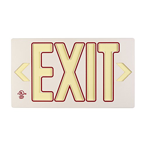 Ul Listed 50 Foot Jessup Glo Brite 7132-B Exit Sign Double Sided With Frame, White With Red Outline, 8.75-Inch X 15.5-Inch (Mounts 4 Ways, Includes Bracket And Arrows) #TOP2
