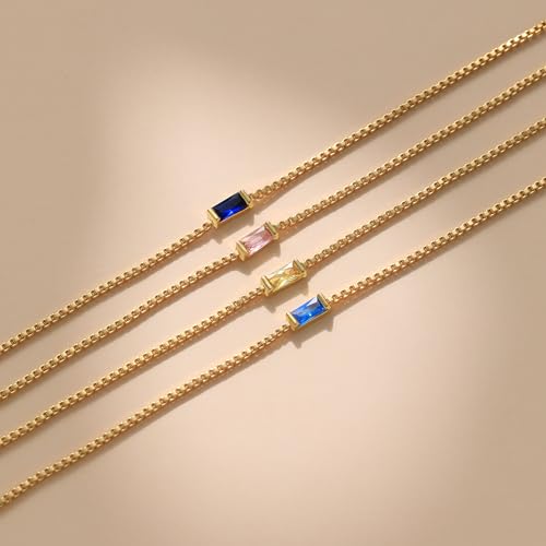 JSJOY Birthstone Bracelets for Women Gold Dainty Link Bracelet Birthstone Jewelry Birthday Gifts for Her Mom Wife Girlfriend Anniversary Jewelry4