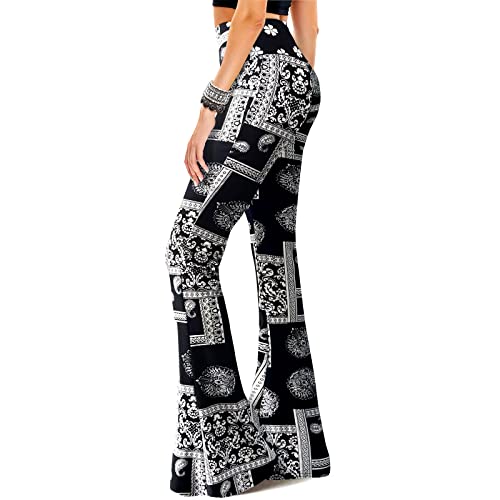 Yolix Palazzo Print Flare Leggings, Women's Boho Wide Leg Yoga Pants #TOP21