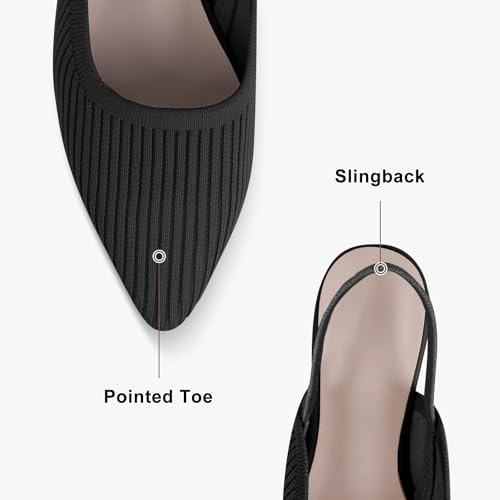 Slingback Flats for Women Pointed Toe Flats Breathable Knit Comfortable Dressy Casual for Work Office Ballet Flats4