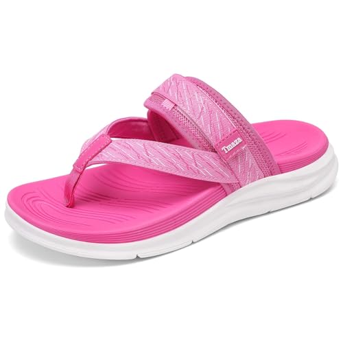 Image of Womens Platform Arch Support Flip Flops | Summer Wedge orthotic Slide Sandals footbed Thong Sandals for Pool Beach