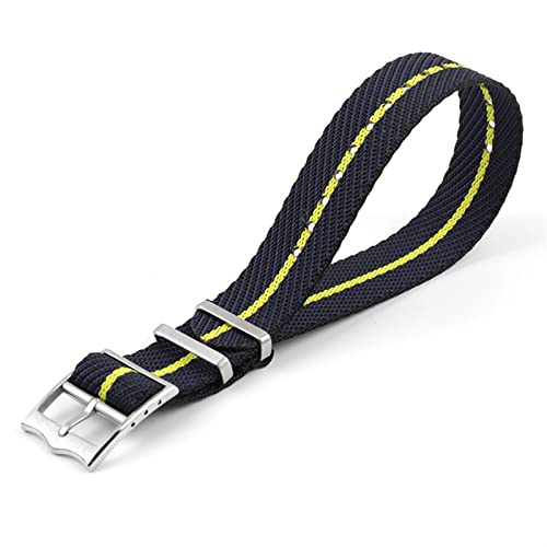 Bracelet montre nylon anti-transpiration bleu jaune Nato 20 22 mm