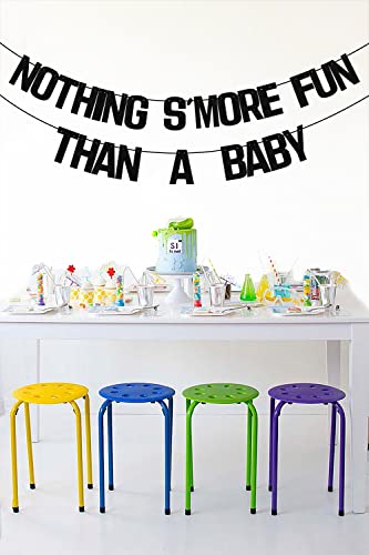 Nothing S'more Fun Than A Baby Banner, S'more Baby Shower Banner, Camp Themed Baby Shower Decoration, Camping Party Decor, S'more Fun Banner, Camping Baby Shower Gender Reveal Party Supplies Black Glitter #TOP4