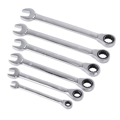 Bluelanss 8Mm-19Mm Reversible Ratcheting Spanner, Combination Spanner, Chrome Vanadium Steel Combination Spanner, Ratcheting Combination Wrench, Diy Hand Tool Silver 10 Mm #TOP1