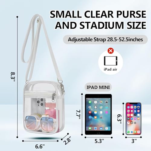 Image of Clear Bag for Stadium Events - Sports Messanger Bag Small Mini Clear Purse for Fan, Concert, Work, Travel