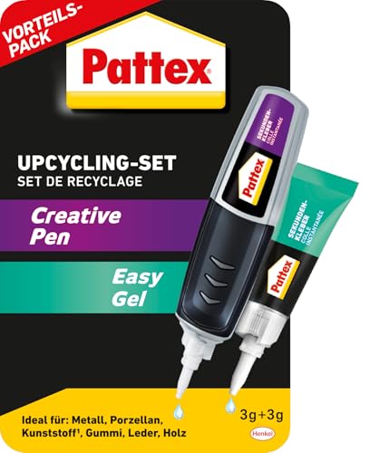 Pattex Sekundenkleber Upcycling-Set, 2-er-Set bestehend aus Creative Pen (3g) und Power Easy Gel (3g), Superkleber für schnelle Reparaturen und kreative DIY-Projekte zu Hause