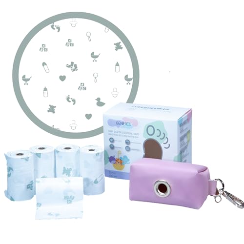 Image of Pink Portable Diaper Bag Dispenser, 100 Rose Scented and Compostable Diaper Bags, Leak Proof Diaper Trash Bags, Baby Essentials Must Haves, Diaper Change On The Go.