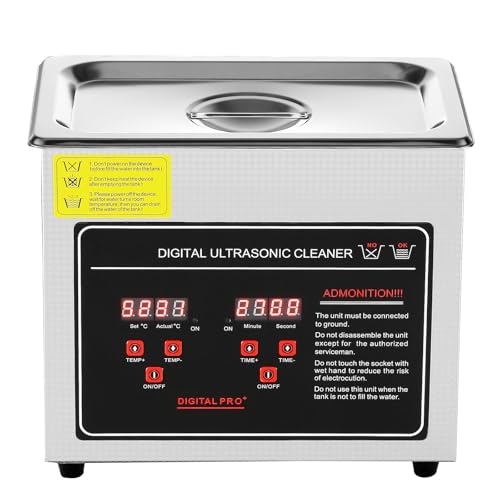 Happybuy Ultrasonic Cleaner with Digital Timer, 6L Stainless Steel Heating Machine,Professional for Jewelry and More