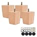 Produktbild 4 Stück Ersatz Möbelfüße Möbelbeine, Holz Sofafüße 6cm/10cm/15cm Möbelfüße, Holzfarbe Aus Eiche für Stühle und Sofa, mit Schrauben und Filzgleiter (60mm)