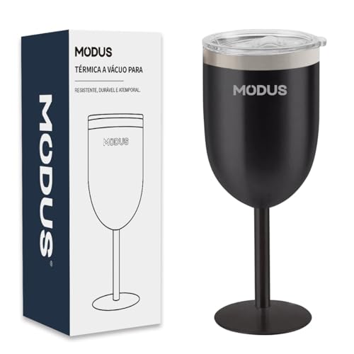 Taça Térmica 400ml Vinho Drinks Com Tampa (Preto Fosco)