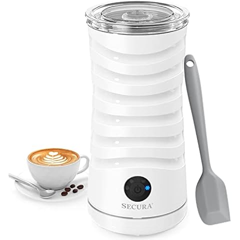 Secura Electric Milk Frother, Automatic Milk Steamer, 4-IN-1 Hot & Cold Foam Maker-8.4oz/240ml Milk Warmer for Latte, Cappuccinos, Macchiato with Silicone Spatula, Silent Operation & Shut-off Cover
