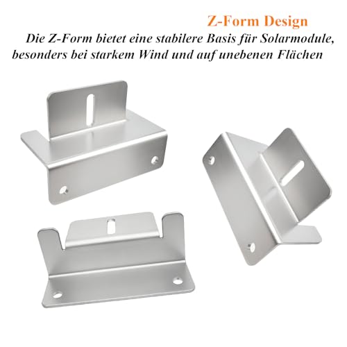 Professionelle Aluminium Solarpanel Z-Halterung Montagehalterung für Solarmodule Korrosionsbeständig Dachhaken für Solarpaneele Kompatibel mit PV-Modulen (8er-Set)