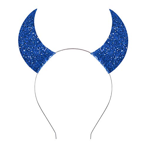 Devil Horns Headband for Halloween women girls (blue)