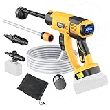 Cordless Pressure Washer Compatible with DeWalt 20V Battery, Ecarke 800 PSI Portable Handheld Power Washer with 6-in-1 Nozzle Foam Cannon for Car Floor Fence Wall Cleaning (Tool only)