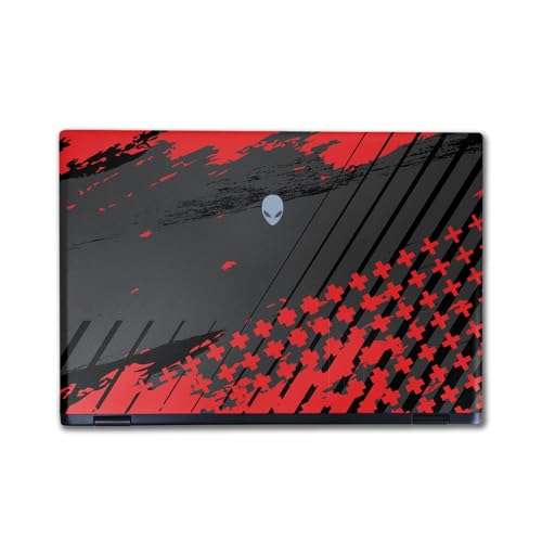 Image of Laptop Skin Compatible with Alienware M16 R2 (2024) - Grunge Red - Premium 3M Vinyl Protective Wrap Decal Cover - Easy to Apply | Crafted in The USA by MightySkins