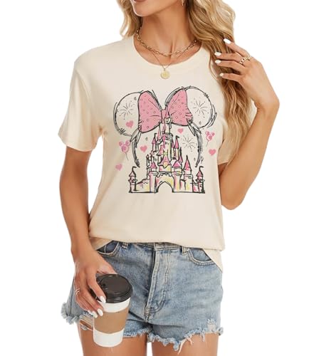 Magical Shirt for Women Castle Graphic Tee Magic Kingdom T Shirt Cute Holiday Vacation Shirt Short Sleeve Casual Tops2