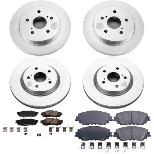 Image of PowerStop Z17 Brake Pad & Fully Coated Rotor Kit Front & Rear CRK8348 | Toyota RAV4, Toyota Camry, Prius Ceramic Brake Pads + Fully Coated Disc Rotors