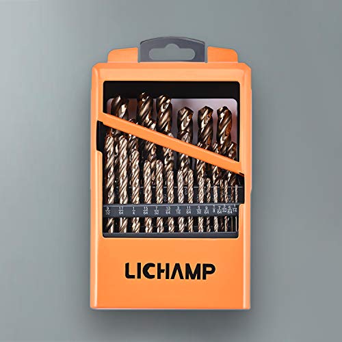 Lichamp 29Pcs Hss Cobalt Drill Bits Set 1/16" To 1/2" With Three Flute For Hard Metal, Hardened Stainless Steel And Cast Iron #TOP1