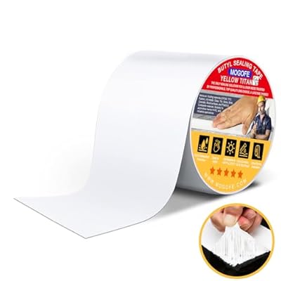 RV Roof Sealant Tape White, MOGOFE 4 Inch x 50 Feet RV Repair Roof Sealer Seal Tape UV-Resistant Waterproof Sealant Tape for RV Repair, Camper, Trailer, Boat Sealing, Leaking Roof, Window