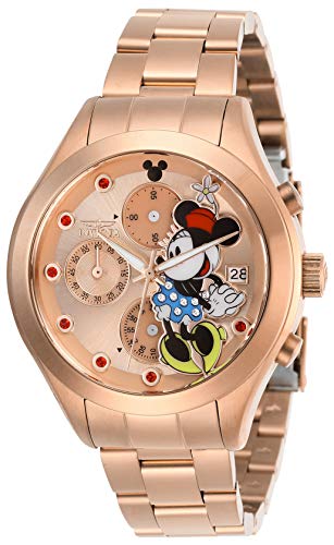 Invicta Women's Disney Limited Edition Stainless Steel Quartz Stainless-Steel Strap, Rose Gold, 18 Casual Watch (Model: 27403)