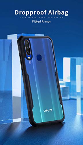 Image of Jkobi Back Cover Case for Vivo Y12 | Y15 | Y17 (Crystal Glass Back | Camera Protection | Shockproof Bumpers | Professional Black)