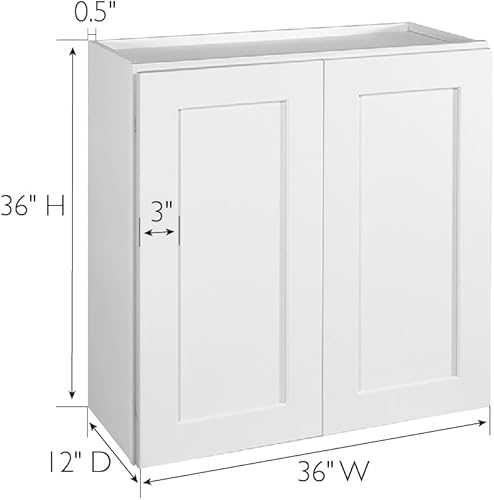 Miniatura 66 de Brookings Shaker - Armario de cocina de pared sin ensamblar W2736, 27 ancho x 12 profundidad x 36 alto, pintado blanco con Sherwin Williams®, madera