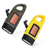 CVMGO 2PCS Wind Up Portable Camping Torch Multi Function Solar Hand Crank Flashlight Emergency Power Outdoor Lighting Generator Dynamo Solar Flashlight for Climbing and Hiking [Energy Class A]