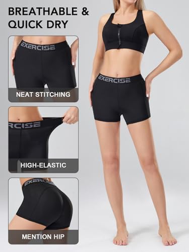 3" Womens Volleyball Shorts 5 Pack Spandex Shorts Women with Pocket,Compression Shorts for Women Workout Running4