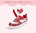 LUCKY STEP Girl's Glitter Sneakers Slip On Hook and Loops Athletic Sparkly Beads Casual Tennis School Party Cute Running Shoes for Children/Girls/Kids(White/Red,Little Kids 13)