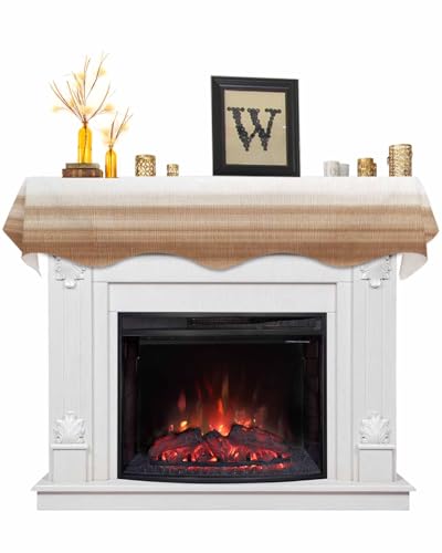 Huotupsine Christmas Mantle Scarf 90x17 Inch, Brown White Ombre Fireplace