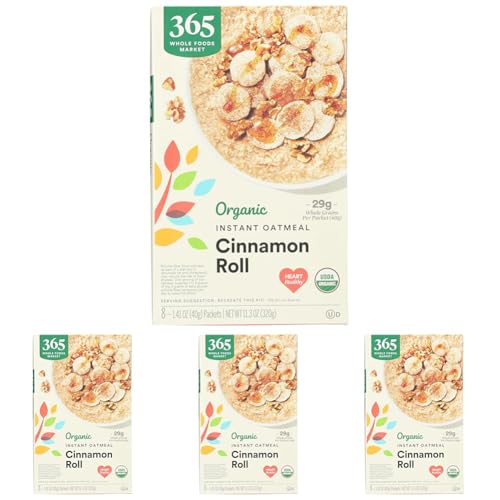 365 by Whole Foods Market, Organic Instant Oatmeal, Cinnamon Roll Flavor, 11.3 Ounce (Pack of 4) image 4