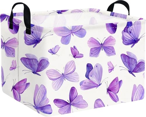 Image of Rectangular Purple butterfly basket,Girls Storage Bin Organizer,Baby Storage Basket,Kids Storage Baskets for kids Bedroom,Gift bin,Butterflies house Decor,Gift baskets(Purple butterfly)