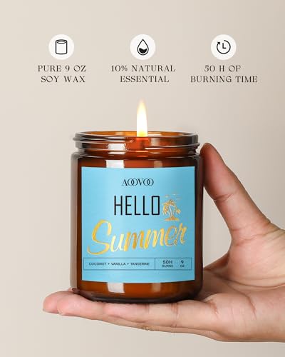 Image of AOOVOO Hello Summer Candles - 9 oz Scented Candles, Aromatherapy Candle, Soy Candle for Home Scented
