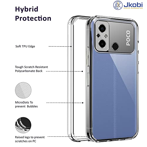 Image of Jkobi Back Cover for Poco C55 (Silicone Clear Shockproof Case with Camera Protection | Soft and Flexible | Transparent)