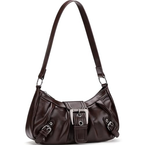 WantGor Women's Shoulder Bag, Clutch Tote Bags Zipper Vintage Handbag Buckle Punk Hobo Purses Trendy Underarm Purse