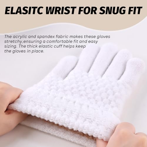 Image of JANGANNSA Cold Weather Kids Gloves Warm Knitted Children Magic Glove With Fleece Lining Winter Gloves For Boys Girls