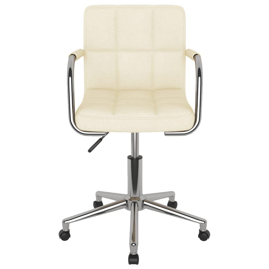 Sedia da ufficio girevole, in tessuto color crema, con molla a gas e ruote, struttura in acciaio cromato, 48 x 47 x 74,5-86 cm, ergonomica, per ufficio, casa, studio, con schienale