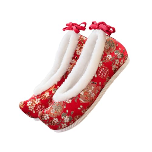 Chaussures broderie fleur rouge pour un usage quotidien tendance