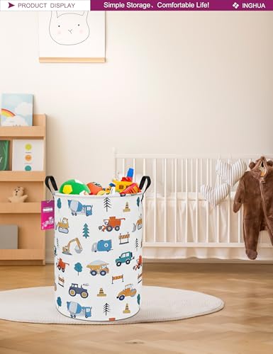 Image of Laundry Hamper Large Canvas Fabric Storage Basket Vehicles