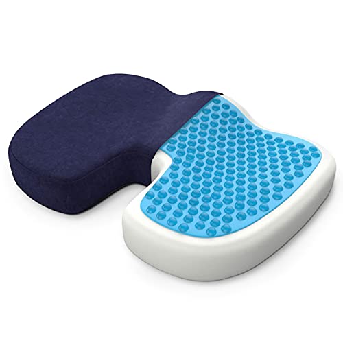 bonmedico Cojín de Asiento Ortopédico con Gel, Cojín Espuma de Memoria para Alivio del Dolor de Coxis, Presión, Úlceras, etc. para el Coche, Oficina o Silla de Ruedas, Grande