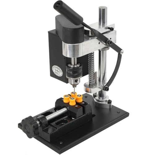 EWANYO Benchtop Drill Press, Mini Drill Press, Portable Electric Drilling Machine Adjustable 7-Speed, CNC 775 Motor B10 Drill Chuck 0.6-6mm Metal Wooden DIY Jewelry Making Crafts Tool