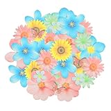 55 Pcs Edible Flowers Cupcake Toppers Wafer Paper Edible Flowers Cake Decorations Flower Cake Topper for Decorating Rice Paper Flower Food Decoration for Baking Girl Birthday Party Mix Size Color