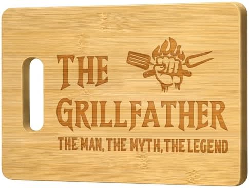 Gifts for Dad from Daughter Son, Grill Master Gift, Dad Birthday Gift, 12x8.6 Inch Engraved Cutting Board, Cool Fathers Day Christmas Gifts for Papa,Grandpa,Husband
