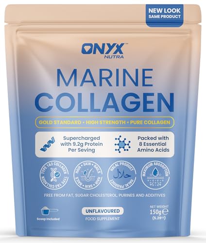 Onyx Marine Collagen Powder 10000mg Hydrolyzed Type I & III Collagen Peptides Unflavored High Absorption Supplement for Hair Skin Nails & Joints Non-GMO Keto & Paleo Friendly